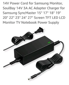 DC 14V Power Cord for Samsung 15" 17" 18" 19" 20" 22" 23" 24" 27" 28" 29" 32" Mo - Afbeelding 1 van 6