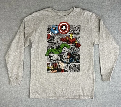 Marvel Avengers Shirt Kids Sz 18 Long Sleeve Captain America Hulk Thor Iron Man - Image 1 of 4