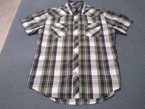 Tony Hawk skateboard style short sleeve button up plaid shirt men size Large - Picture 1 of 10