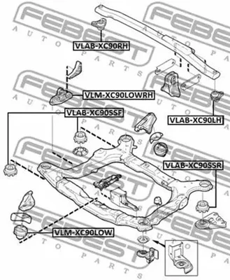 Buje del eje de suspensión izquierda VLAB-XC90LH FEBEST para VOLVO V70 I S80 I - Imagen 1 de 4