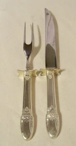 1847 ROGERS BROS SILVERPLATE 2 pc CARVING SET 1937 " First Love" IS - Picture 1 of 2