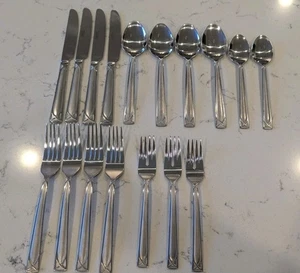 17 x Cambridge Crossroad Sand Stainless Flatware Salad Dinner Forks Knives Spoon - Picture 1 of 8