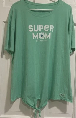 Life Is Good XXL Super Mom With Daisy's Womans V Neck Crusher Tee Daisy - Image 1 of 4