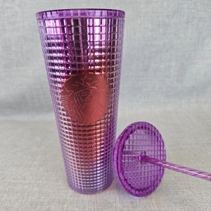 Starbucks Studded Iridescent Pink Purple Tumbler 24oz Cold Cup 2022 NWT w/ Straw - Picture 1 of 5