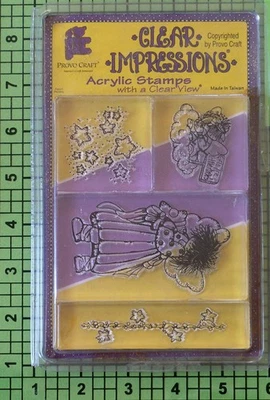 Clear Impressions Set of 4 Angel Clear Acrylic Stamps by Provo Craft - Image 1 of 2