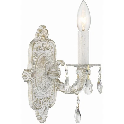 Aplique de pared Crystorama 5021-AW-CL-SAQ mercado de París blanco antiguo Foto 1 de 2