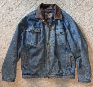 Vintage Nuovo County Seat Denim Rancher Chore Jacket Mens XL Flannel Lined - Picture 1 of 5