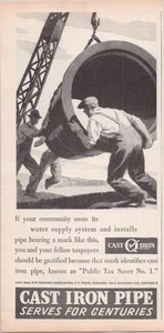 Cast Iron Pipe Vintage Print Ad 1945 Public Tax Saver Black White - Picture 1 of 1