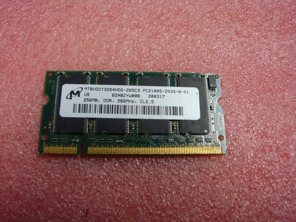 Micron MT8VDDT3264HDG-265C3 PC2100S-2533-0-A1  200317 256MB Ram chip - Image 1 of 1