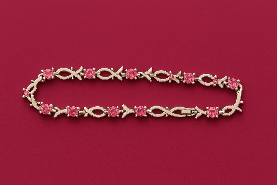 Breast Cancer Crusade Tennis Bracelet 8" - Image 1 of 4