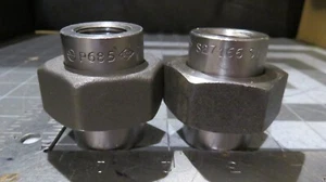 2x SCI 1/2" Union 3000 Threaded NPT SA105 Forge Steel Pipe Fitting SCH80 SP83 3M - Picture 1 of 6