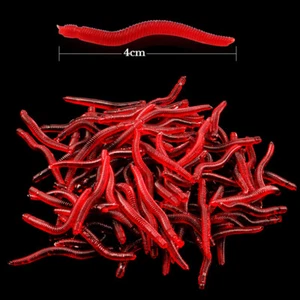 Red Bait Worms Plastic Fishing Fake Simulation Artificial Imitation Tackle Lure - Picture 1 of 7