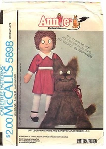 Vintage 1970s McCall's Sewing Pattern LITTLE ORPHAN ANNIE DOLL SANDY 5898 UNCUT - Picture 1 of 3