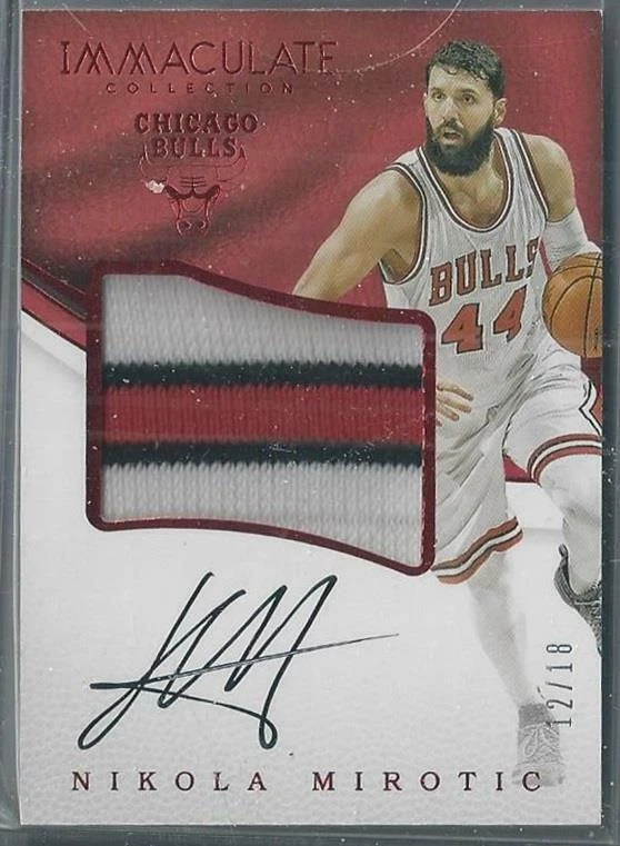 2016-17 IMMACULATE NIKOLA MIROTIC AUTO 3 COLOR PATCH 12/18!! - Image 1 of 1