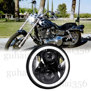 5.75" RGB Skull LED Headlight Halo DRL for Harley-Davidson Dyna Wide Glide FXDWG - Picture 1 of 9
