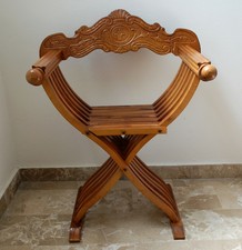 SEDIA SAVONAROLA IN LEGNO CAMINO SOGGIORNO LETTO TV CAMERA POLTRONA ITALY