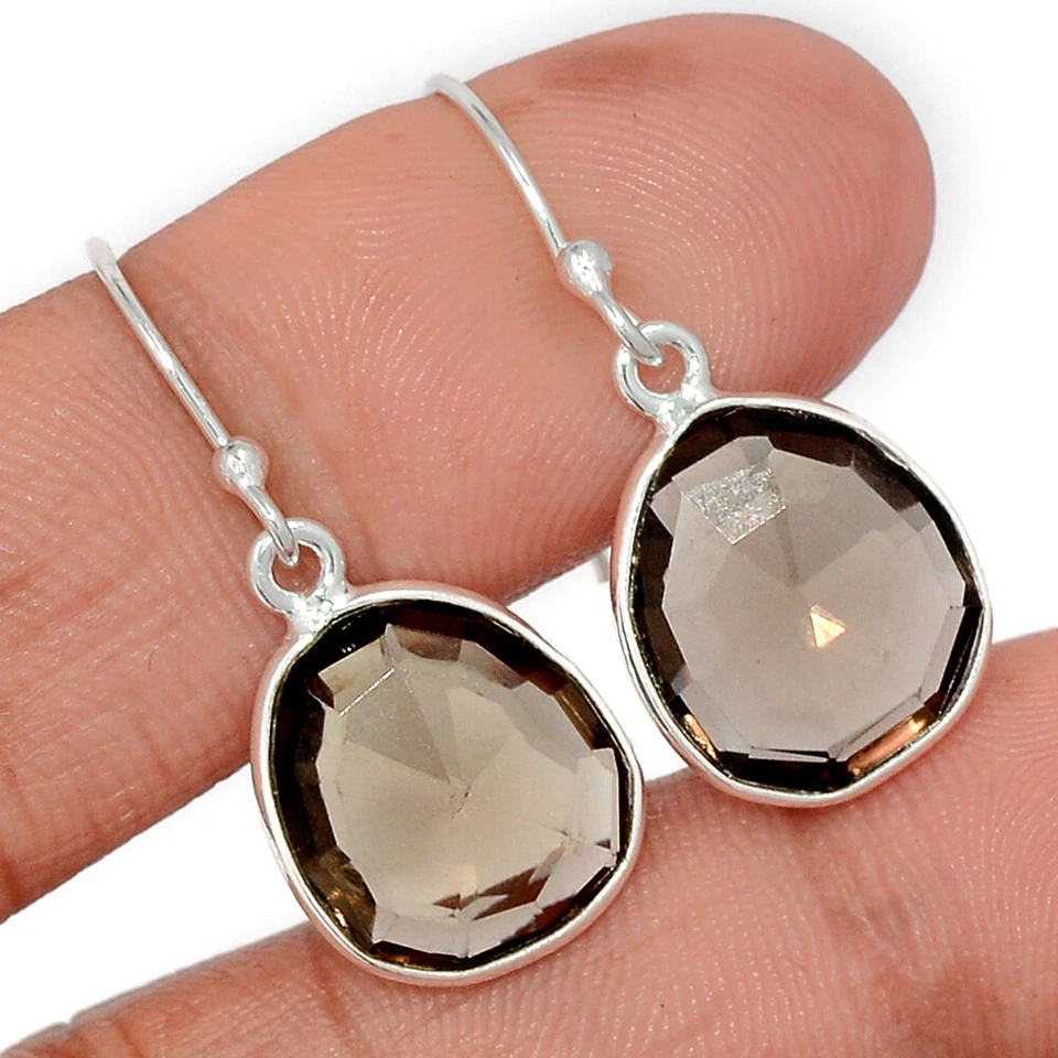 Topacio ahumado térmico - Pendientes de plata de ley 925 de Brasil joyería CE38722 Foto 1 de 1