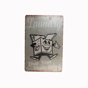 Tin Sign LAUNDIY DRAP YOUR PANTO HERE Sprint Drink Bar Whisky Rustic Look - Picture 1 of 1
