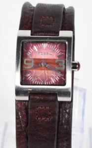 Fossil Women's Analog Watch Square Pink Dial Leather Band 24mm #H044 - Picture 1 of 16