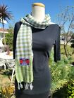 Cambodian Scarf, Traditional Khmer Scarf, Ankor Wat Lime/Green/White