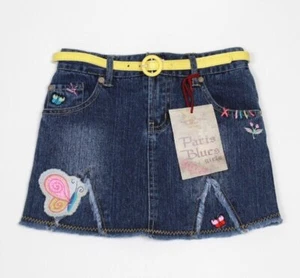 Falda de mezclilla Paris Blues para niñas cinturón mariposas talla 6X nueva con etiquetas - Imagen 1 de 3