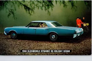 1966 OLDSMOBILE DYNAMIC 88 HOLIDAY SEDAN CAR ADVERTISING POSTCARD AMHURST, OHIO - Picture 1 of 2