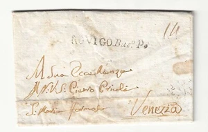 Lombardo Veneto - Prefilatelica per Venezia con bollo nero Rovigo Basso Po - Picture 1 of 2