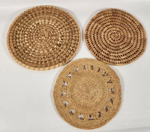 Trivet Hot Pad Lot of 3 Jute Wicker Rattan Raffia Boho Decor Round A49 - Picture 1 of 4