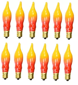 12 Orange/Yellow Flame Candle Lamp Light Bulbs 7 watts /120 volts/E12 Base - Picture 1 of 4