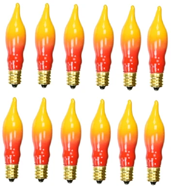 12 Orange/Yellow Flame Candle Lamp Light Bulbs 7 watts /120 volts/E12 Base - Image 1 of 4