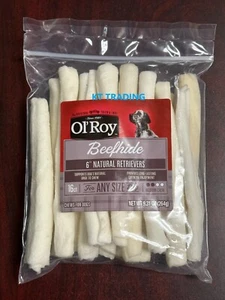 Ol' Roy RAWHIDE 6" ROLLS Natural Retrievers BEEFHIDE Dog Chews ~ 16 ct EXP 09/25 - Picture 1 of 3