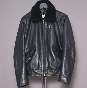 SANDRO Leather Jacket LARGE Mens Black Avaitor Flight Biker Bomber Paris GRAIL L - Picture 1 of 24