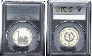 GDR 5 Mark 1988 A Saxonia: 150 Years Railway PCGS PR68DCAM Pf 121413 - Picture 1 of 1