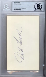 Dick "Turk" Farrell Autographed Signed 3x5 Index Card Phillies Beckett #9889386 - Picture 1 of 2