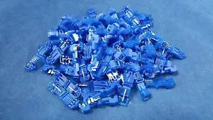 14-18 GAUGE T TAP BLUE 100 PK CRIMP TERMINAL AWG GA CONNECTOR CAR SUV MARINE - Picture 1 of 1