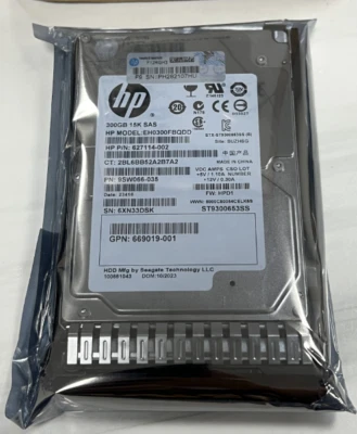 HP 652611-B21 300GB 6G 15K SFF 2.5" SAS SC HDD 653960-001 With HP Caddy - Image 1 of 3