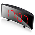 Digital LED Curved Screen Mirror Clock Display Temperature Snooze Table Alarm US