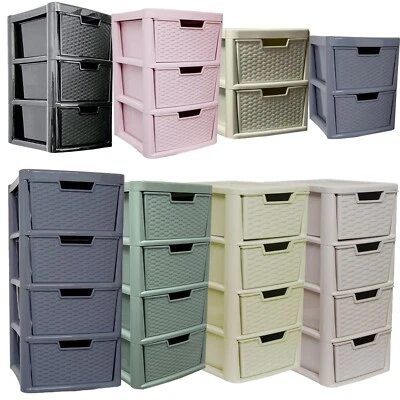 Large Rattan Drawer Storage Unit 2/3/4 Drawers Units Bedroom Office Desktop Draw - Image 1 of 4