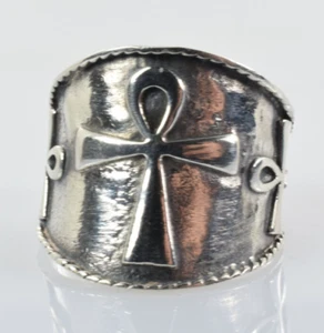 Anillo triple Ankh en plata de ley talla 9 - Imagen 1 de 4