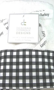 Dekoratives saugfähiges Handtuch Set verziert mit Gingham Karo Bordüre weiß/schwarz - Bild 1 von 2