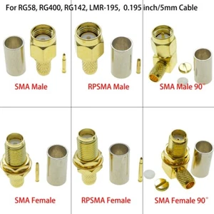 SMA male female crimp For RG58 RG142 RG400 Coaxial cable Lot RF Coax connector - Picture 1 of 13