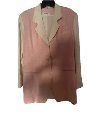 Ann Taylor Blazer Pantalones Traje Mujer 4 Rosa Mezcla de Lino Informal 🥎Conjunto de Ropa de Trabajo Foto 1 de 4