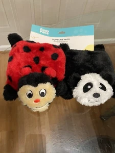 ZippyPaws 2-Pack SQUEAKIE PADS  Ladybug 🐞 & Panda  🐼  Dog Toy With Squeakers - Picture 1 of 5