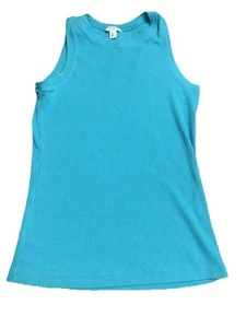 Camiseta sin mangas Crown & Ivy suave acanalada tejido cuello redondo XS azul turquesa capas clásicas - Imagen 1 de 6