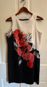 New York & Company Classic Sleeveless Sheath Dress Black, White, Red sz 10 - Picture 1 of 4