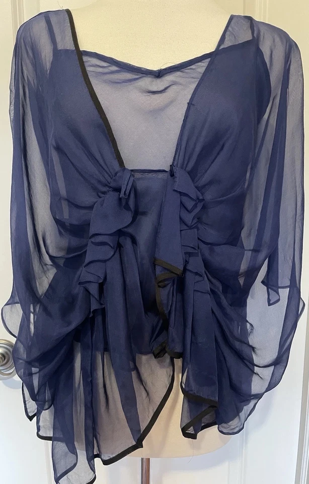 Blusa Robert Rodrigez Azul Seda Gasa - Talla 8 ~ Elegante ~ Foto 1 de 4