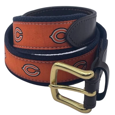 Vineyard Vines Chicago Bears Belt Men's Size 32 Orange Navy Brass Buckle USA - Image 1 of 4