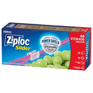 Ziploc Gallon Slider Bags Power Shield Tech 68 Ct Durable Food Storage - Picture 1 of 9
