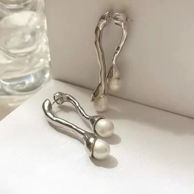 Pendientes de Perlas ESTILO Bittar Alexis Pendientes Dobles Plata Boho De Colección Declaración Foto 1 de 4