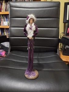 Bambola vittoriana nappa bambola moda da collezione porcellana viola e abito pizzo - Foto 1 di 6